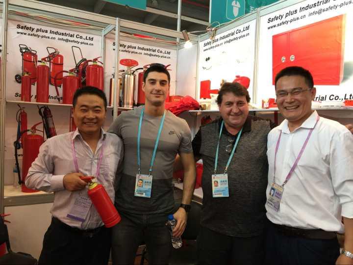 Chile clients come to visit us at China import&export fair for fire fighting equipment business cooperation